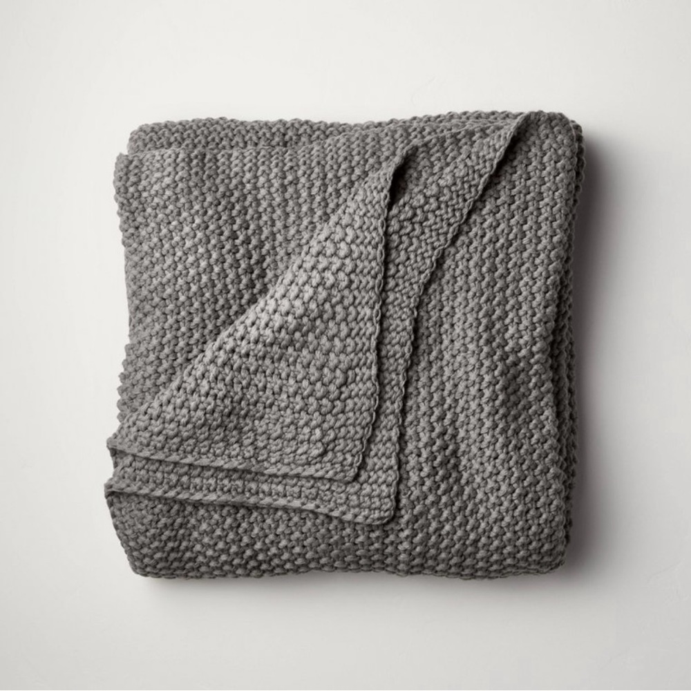 Casaluna Chunky Knit Blanket - Full/Queen in Dark Gray NWT